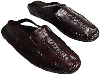 Qadumi Men's Kolhapuri Sandal Stylish, Flat Fashion & Ethnic MK_115 (Brown Color)-picture-20