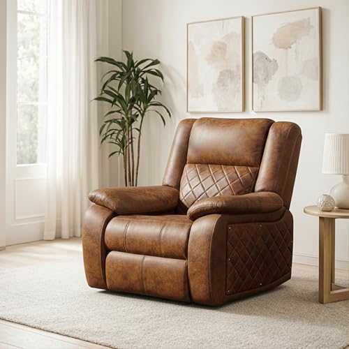 Image of Primrose Christie Single Seater 1R Manual Recliner Sofa | Recliner for Living Room Bedroom & Home Office (Tan)