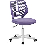 Yaheetech Bürostuhl Schreibtischstuhl ohne Armlehnen Drehstuhl mit Rücklehne Arbeitsstuhl höhenverstellbar 136 kg belastbar 50 x 55 x 79-92 cm Helllila