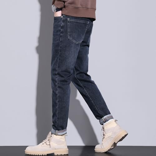 Jeans Pants Trouser Denim Spring and Autumn Slim Fit Men's Stretch Printed Bottom Small Leg Korean Version3
