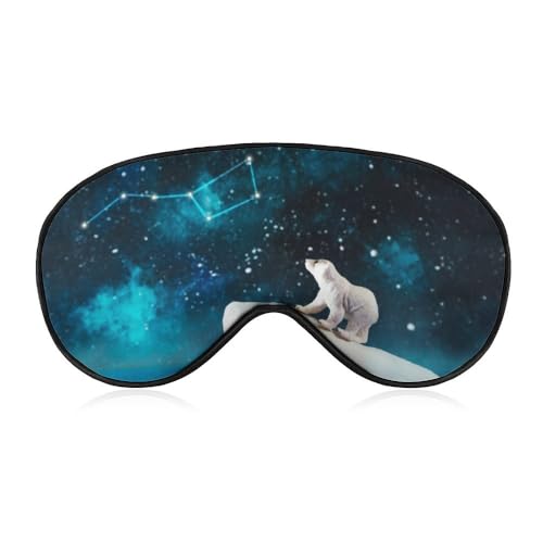 Maschera per dormire con orso polare su un piatto di ghiaccio, con cinghia regolabile, comoda e morbida, per dormire, maschera per gli occhi che blocca la luce