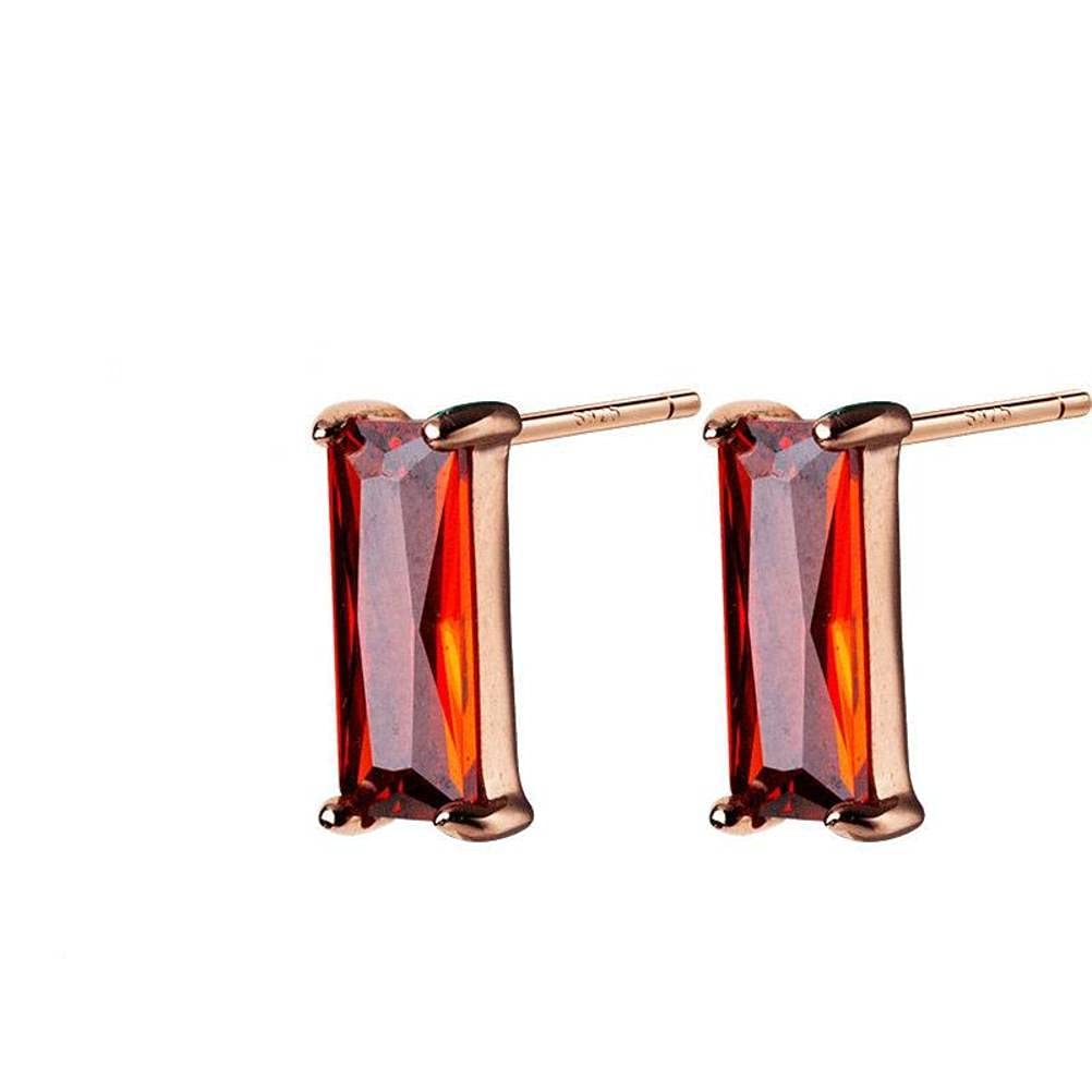 Conjunto de collar y pendientes s925 rectangulares con diamante rojo 8