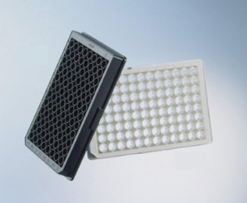 Greiner Bio-One 655090-99 Black Polystyrene CELLSTAR Microplate with Lid, TC Treated, Sterile, Flat Bottom, Chimney Style, 96 Well (Pack of 32)