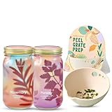 Modern Sprout Gartenglas & Kräuterbeizer, selbstbewässerndes Kräuterwachstums-Set mit recycelbarem Einmachglas + 3-in-1-Vorbereitung, Schäler und Reibeteller, Indoor-Gartenarbeit & Küchen-Geschenkset