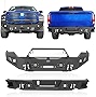 Hooke Road Ram 1500 Steel Bumper Front + Rear Full Width Bumper Combo with LED Lights & D-rings for 2013-2018 Dodge Ram 1500 (Exclude Rebel)