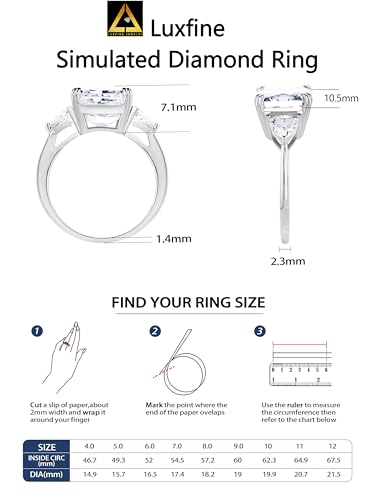 5 CT Diamond Rings for Women, Engagement Rings,Princess Cut Ring 925 Sterling Silver Simulated Diamond Jewelry(Clear，Yellow，Pink) with Gift Box4