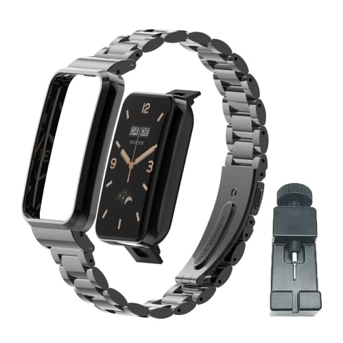 T-BLUER�Ή�Xiaomi Mi Band 7 Pro �ւ��o���h ���� �X�e�����X ���ɂ₳���� ���o���h �K�тɂ��� Smart Band 7 Pro �����o���h ���߉\ �r�W�l�X�� �j���ʗp��