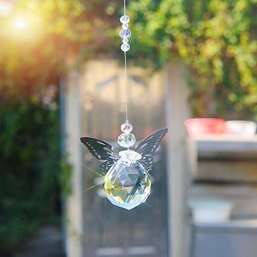 Hisredsun 2 PCS 30mm Hanging Crystal Suncatcher, Crystal Prism Chandelier Decor Rainbow Sun catcher Prisms Window Hanging Prism with a White Silk Bag