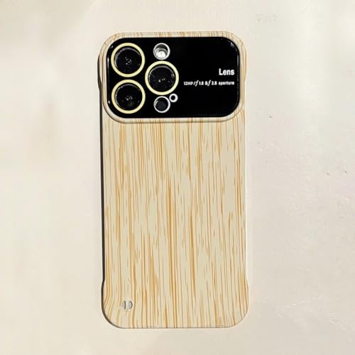 LVTFCO Estuche Delgado sin Marco con patrón de Madera para iPhone 14 Pro MAX 14 Pro 12 13 Pro MAX Protector de Lente de Lujo Contraportada Dura para PC, Blanco, para iPhone 14Pro MAX