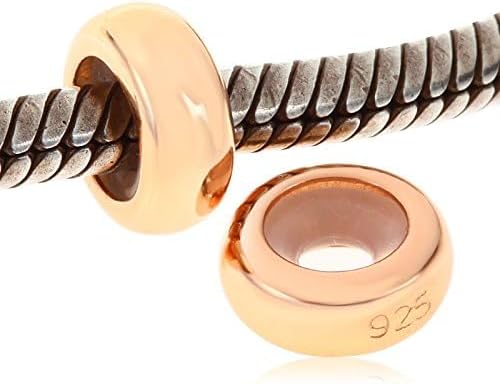Rose Gold Clip Stopper Charms Sterling Silver 2pcs Rubber Charm Stopper Spacer Bead for Charm Bracelets - Image 5