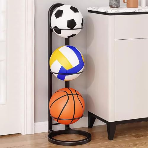 Gnbzxce Rolling Storage Rack Multilayer Display Rack Metal Vertical Stand For Basketball Football Volleyball