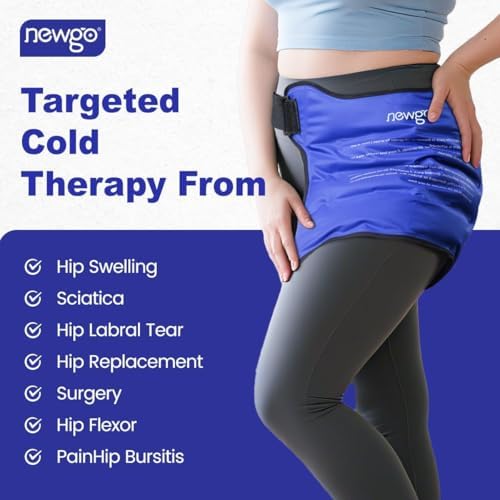 NEWGO Hip Ice Pack Wrap After Surgery, Ice Pack for Hip Bursitis Pain Relief Reusable Hip Cold Pack Wrap Hip Ice Wrap for Hip Inflammation, Swelling, Sciatica Pain Relief