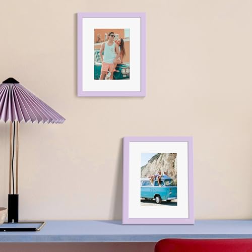 Image of upsimples 8x10 Picture Frame, Display Pictures 5x7 with Mat or 8 x 10 Without, Wall Hanging Photo Frames, Purple, 1 Pack