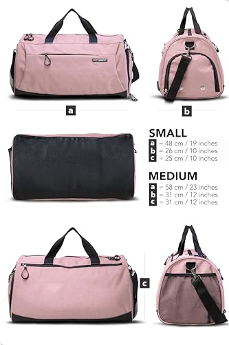 Fitgriff&reg; Gym Bag for Men & Women with Shoe & Wet Compartment - Duffle Bag for Travel, Sports, Fitness & Workout (Pink, 19 x 10 x 10&Prime; (S))