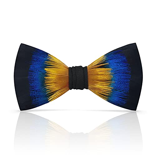Image of Feather Bow Ties for Men Original Luxury Elegant Wedding Bow Tie Pre-Tied Handmade Mens Bowties for Tuxedo