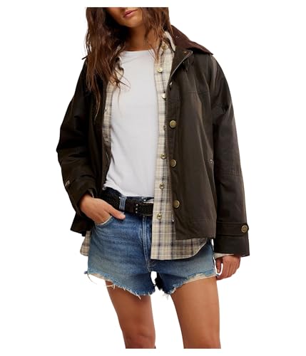 Free People Women's We The Free Cori Waxed Jacket, Olive