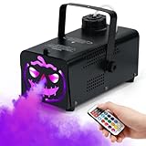 TCFUNDY 500W Fog Machine with 9 LED Lights, Fogger with 12 Color Lights Effect for Halloween Wedding DJ Party Stage, Portable Smoke Machine Outdoor with Remote Control