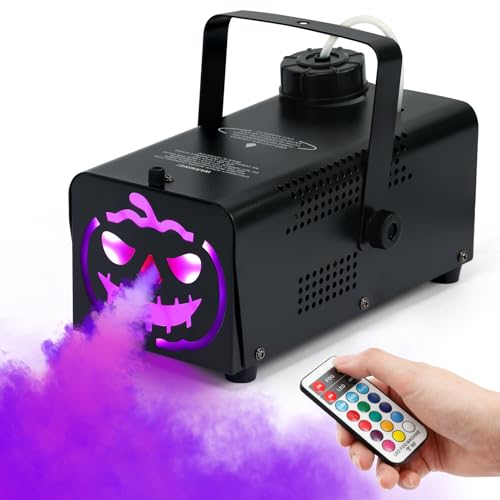 TCFUNDY 500W Fog Machine with 9 LED Lights, Fogger with 12 Color Lights Effect...