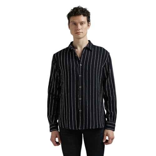 Image of Pepe Jeans Men's Casual Shirt | Striped Shirt for Men| Regular Fit | Vertical Stripes | Full Sleeve | Available in Plus Size