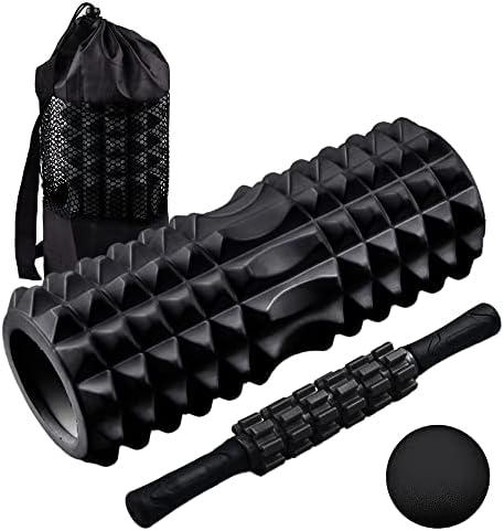 4 in 1 Foam Roller Set, Foam Rollers with Muscle Roller Stick and Massage Balls, for Deep Tissue Massage, Pain Relief of Back, Legs, Exercise