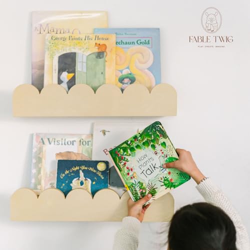 Fable Twig Prateleiras flutuantes para livros de berçário com bordas recortadas - Estantes montessor