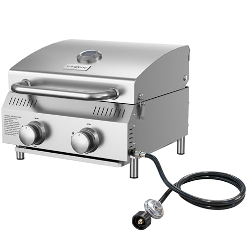 Veralune 2 Burner Tabletop Gas Grill, 22,000 BTUs Stainless Steel