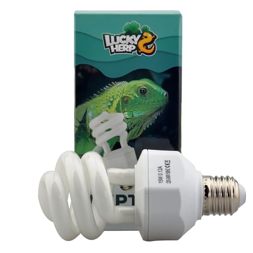 LUCKY HERP 15W UVB 5.0 Reptile Bulb, Compact Fluorescent UV Lamp for Tropical & Subtropical Species