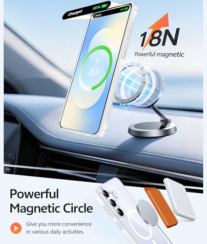 Image of FNTCASE for Samsung Galaxy S25 FE Case: [Fit for Magsafe] [Screen Protector] Anti Yellowing Transparent Clear Military Grade - Shockproof Protective Phone Cover for Samsung S25Fe (Clear-6.7 inch)