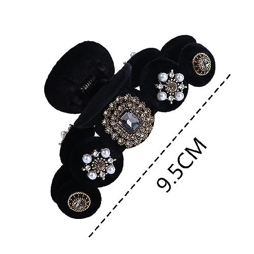 Pinza para cabello Leadigol Velvet Rhinestone Pearl 9.5 cm miniatura 2