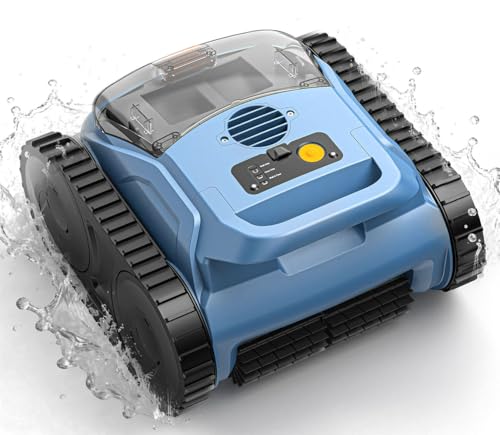Pool Vacuum for Above Ground Pool Lasts Up to 180 Mins, Self-Parking, LED Indicator, Wall Climbing Above Ground Pool Vacuum for Inground Pools, Robotic Pool Cleaner for Pools up to 2000 Sq.ft