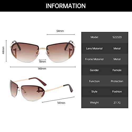 YAMEIZE Trendy Rimless Y2k Oval Sunglasses - Fashion Metal Frame Sun Glasses for Women Men3