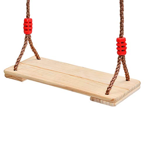 Balançoire En Bois De Pin Avec Cordes Réglables – Jardin, Dès 3 Ans, Charge 70 Kg, Hauteur Poutre 1,7-2,3 M