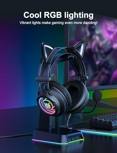 Casque gaming oreilles de chat pour streamer sur PC et console Switch