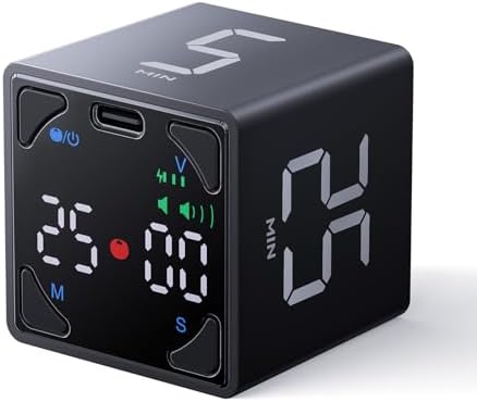 Ticktime Pomodoro Timer Cube, with 25/5 Auto Cycles, 5/25/30/60 M...