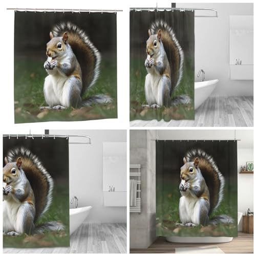 Rideau de douche textile imperméable haut de gamme 183x183 cm décor écureuil - 3