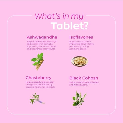 Image of Arth Perimenopause Support | Pack of 2 | Menopause Supplement for Women to Help with Hot Flashes, Mood Swings, Night Sweats & Hormonal Balance with Ashwagandha, Chasteberry & Soy Isoflavones | 120 Veg Tablets