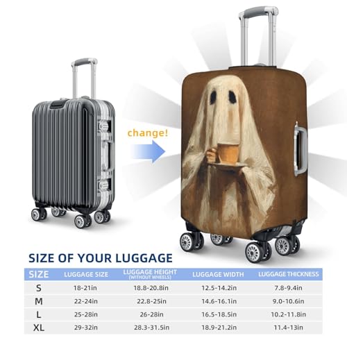 Vintage Cute Ghost Cup Of Coffee Elastic Travel Luggage Covers Dustproof Scratch-Resistant Suitcase Protector Fit 22-24 Inch4