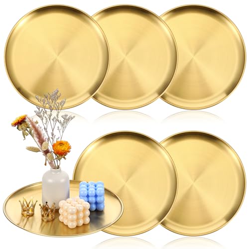 Molain 6 Pcs Gold Serving Trays, 12 Inch Stainless Steel