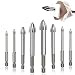Produktbild 7Pcs Efficient Universal Drilling Tool, Professional Glass and Tile Drill Bits, Multifunctional Triangle Cross Alloy Drill Bit Set,Tile Wall Hole Opening Power Tools (Silver)