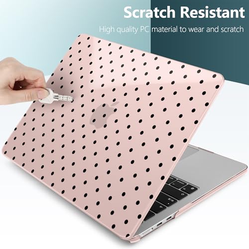 DONGKE for MacBook Air 13 Inch (13.6 Inch) Case, M5/M4/M3/M2 Chip 2026 2025 2024 2023 2022, Hard Plastic Printed Cover with Screen Protector & Keyboard Cover & Dust Plugs, Pink Polka Dots by DONGKE - Used condition - Image 4