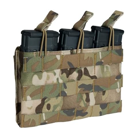 IDOGEAR OUTDOOR Triple Mag Pouch Molle 5.56mm Magazine Pouches Open Top Tactical Mag Carrier for M4 M16 AR-15 Magazines (camo) Cover