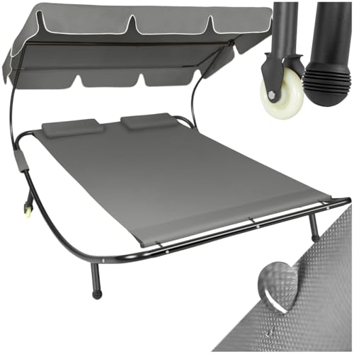 tectake® Bain de Soleil Jardin Exterieur Inclinable 2 Places avec Pare-Soleil Cadre en...