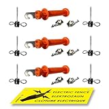 FenceMate 3 Packs Fence Gate Kit Containing Gate Anchors, Gate Handle, Wire/Rope Connectors, Warning Sign at Electric Fences or Wire Fence for Animal, Farm, Garden, Sport, Security