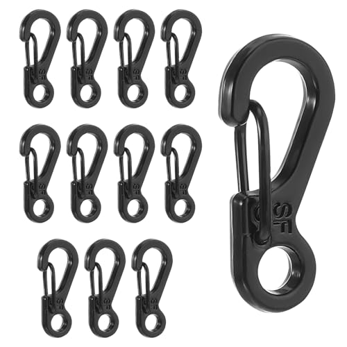 Molain 12 Pcs Small Mini Carabiner Clip Metal Tiny Spring Snap Hook Keychains Micro Carabiners for Paracord Alloy Key Rings Camera Strap Outdoor Hiking Fishing Camping Backpack Accessories(Black)