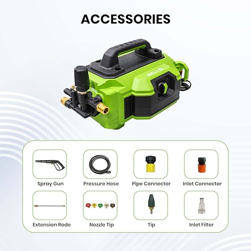 Image of IBELL iGreen650 Induction Motor High Pressure Washer, 2550 Watts Motor, 180 Bars, 7.9 L /Min Flow Rate, 8 Meters Outlet Hose, Portable, for Industrial Cleaning Purpose