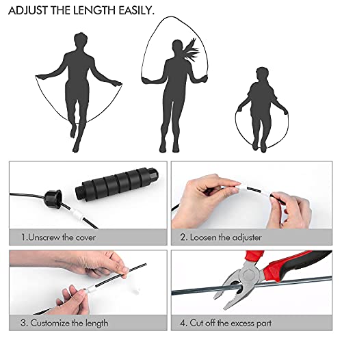 Jump Rope, Tangle-Free Rapid Speed Jumping Rope Cable with Ball Bearings for Women, Men, and Kids, Adjustable Steel Jump Rope Workout with Foam Handles for Fitness, Home Exercise & Slim Body - Image 5