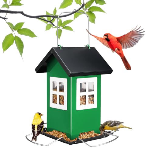 Veehoo Bird House Feeders for Outdoors Hanging-Metal Wild Bird House