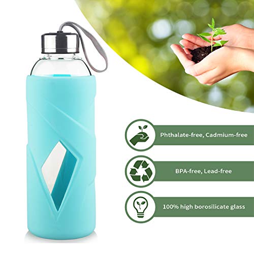 Gourde en verre 1000ml bouteille eau borosilicate sans BPA réutilisable - 3