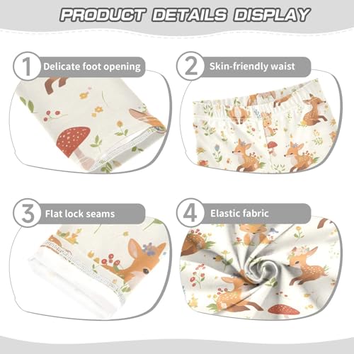 Cute Animal Deer Fox Flower Girls Leggings Soft Stretch Workout Yoga Dance Pants for Kids Casual Tights3