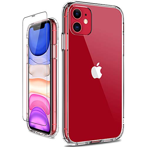 GiiKa iPhone 11 Case with Screen Protector, Clear Heavy Duty Protective Case Girls Women Shockproof Hard PC Back Case with Slim TPU Bumper Cover Phone Case for iPhone 11